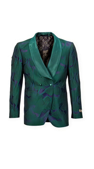 Men's Green Double Vents Shawl Lapel Tuxedo