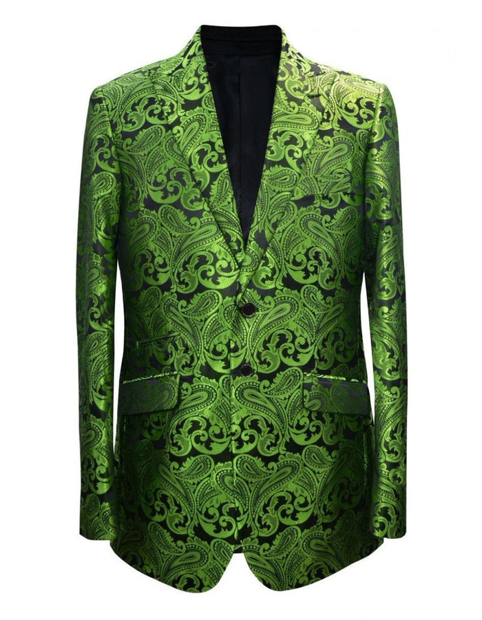 Men's Green Paisley Tuxedo Blazer – Luxury Slim Fit Dinner Jacket for Formal Events - Image 4