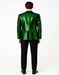 Men's Green Sequin Tuxedo Jacket with Black Satin Lapel and Bow Tie – Sparkling Party and Stage Blazer By Alberto Nardoni