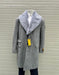 Men’s Grey Wool Overcoat with Plush Faux Fur Shawl Collar – Winter Luxury Coat