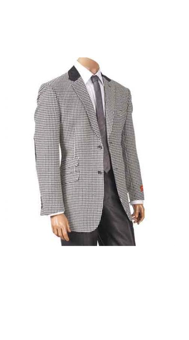 Men's Black/White Hounds Tooth Elbow Patch Sport Jacket