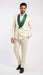 Men's Ivory and Emerald Green Jacquard Tuxedo Suit + Bowtie – 3-Piece Formal Wedding, Prom, and Gala Outfit