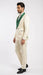 Men's Ivory and Emerald Green Jacquard Tuxedo Suit + Bowtie – 3-Piece Formal Wedding, Prom, and Gala Outfit