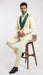 Men's Ivory and Emerald Green Jacquard Tuxedo Suit + Bowtie – 3-Piece Formal Wedding, Prom, and Gala Outfit