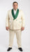 Men's Ivory and Emerald Green Jacquard Tuxedo Suit + Bowtie – 3-Piece Formal Wedding, Prom, and Gala Outfit