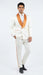 Men's Ivory and Gold Jacquard Tuxedo Suit + Bowtie – Formal Wedding, Prom, and Gala Outfit in Cream Off White color