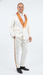 Men's Ivory and Gold Jacquard Tuxedo Suit + Bowtie – Formal Wedding, Prom, and Gala Outfit in Cream Off White color