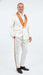 Men's Ivory and Gold Jacquard Tuxedo Suit + Bowtie – Formal Wedding, Prom, and Gala Outfit in Cream Off White color
