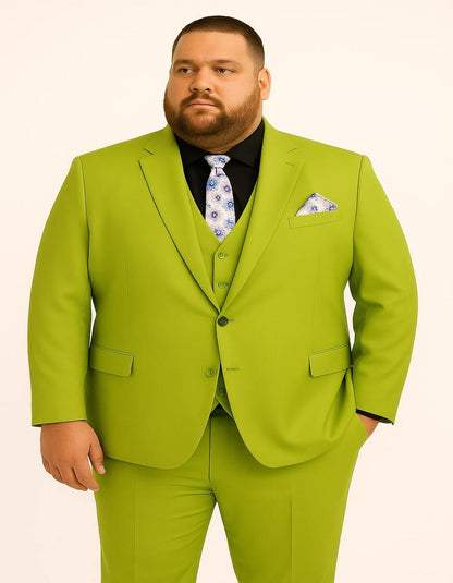 Men's Lime Green Three-Piece Suit with Floral Tie – Slim Fit Tuxedo for Weddings & Parties - Image 4