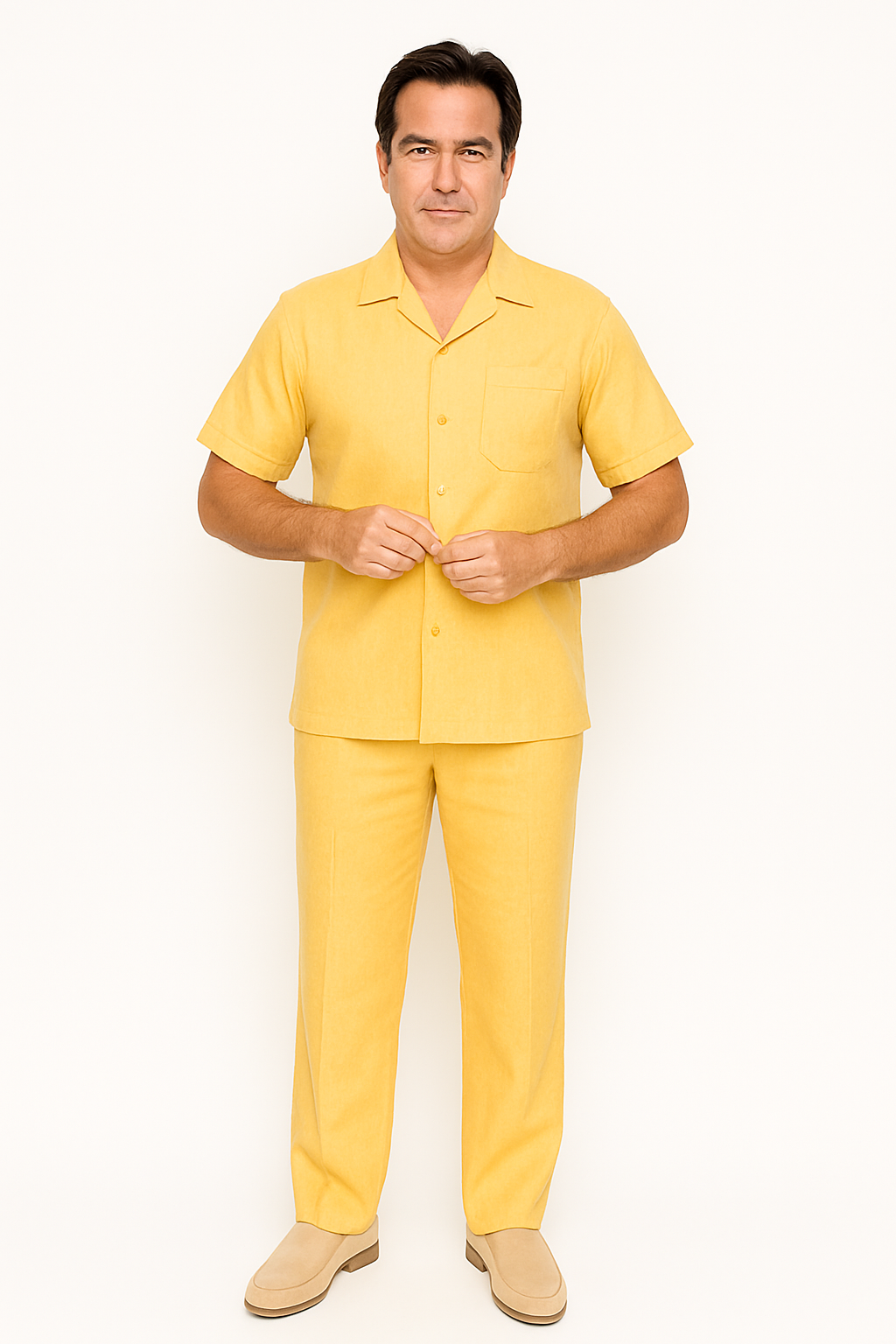 Mens Linen Walking Suit - Yellow Summer Outfit - Mens Linen Suit - Image 8
