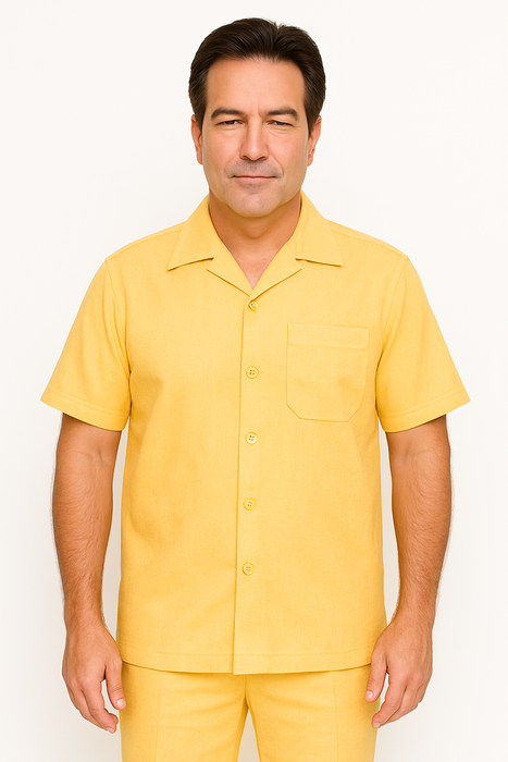 Mens Linen Walking Suit - Yellow Summer Outfit - Mens Linen Suit