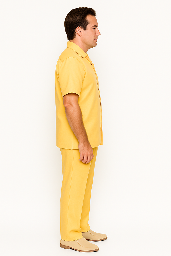 Mens Linen Walking Suit - Yellow Summer Outfit - Mens Linen Suit - Image 4