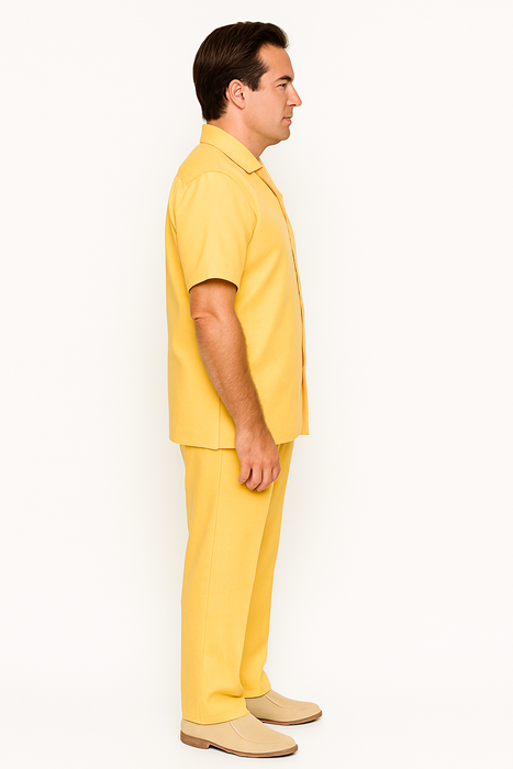 Mens Linen Walking Suit - Yellow Summer Outfit - Mens Linen Suit