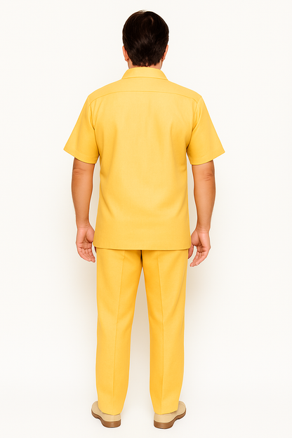 Mens Linen Walking Suit - Yellow Summer Outfit - Mens Linen Suit - Image 2