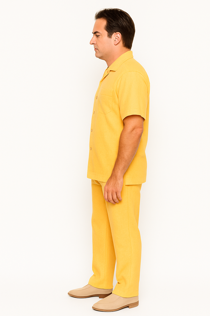 Mens Linen Walking Suit - Yellow Summer Outfit - Mens Linen Suit - Image 3