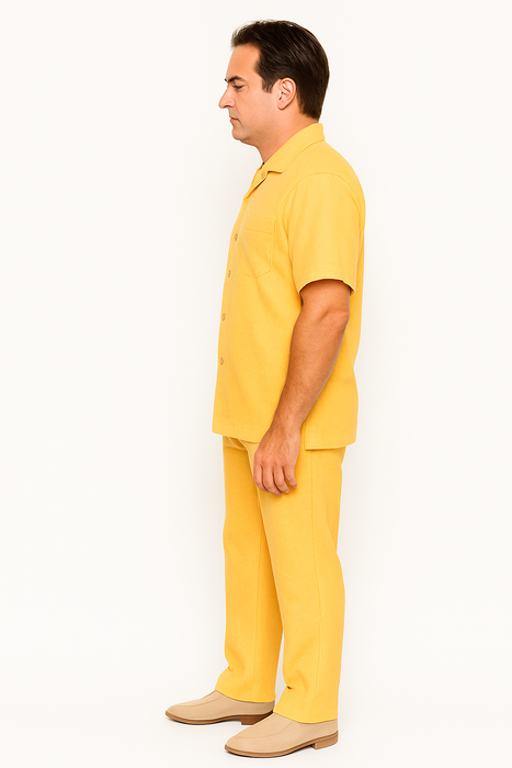 Mens Linen Walking Suit - Yellow Summer Outfit - Mens Linen Suit