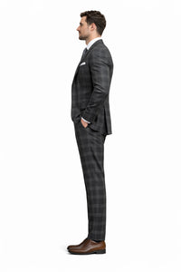 Black Windowpane Pane Suit - Mens Vested 3 Piece Suit - Gangster 1920s Style - Image 3