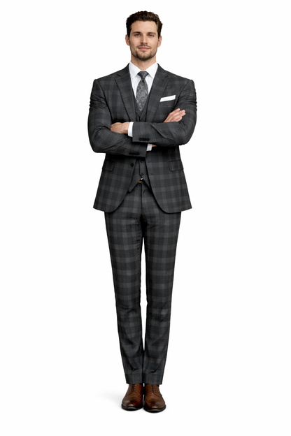 Black Windowpane Pane Suit - Mens Vested 3 Piece Suit - Gangster 1920s Style - Image 4