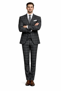 Black Windowpane Pane Suit - Mens Vested 3 Piece Suit - Gangster 1920s Style - Image 4