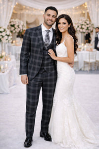 Black Windowpane Pane Suit - Mens Vested 3 Piece Suit - Gangster 1920s Style - Image 6