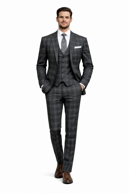Black Windowpane Pane Suit - Mens Vested 3 Piece Suit - Gangster 1920s Style - Image 7