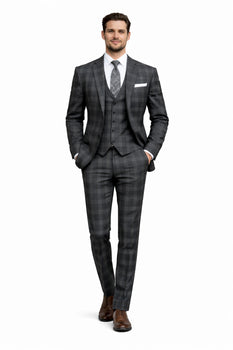 Black Windowpane Pane Suit - Mens Vested 3 Piece Suit - Gangster 1920s Style - Image 7