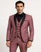 Men's Mauve Pink Tuxedo Suit – 3-Piece Slim Fit with Black Satin Shawl Lapel