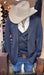 Mens Navy Western Suit Blazer with Double-Breasted Vest – Modern Cowboy Formal Outfit