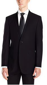 Men's Notch Collar Tonal Stripe Slim Fit Micro Tech Black Suit Jacket