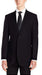 Men's Notch Collar Tonal Stripe Slim Fit Micro Tech Black Suit Jacket