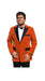 Men's Orange 2 Button Satin Peak Lapel Blazer
