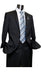 Men's Quality 2 Buttons Portly Suits +  Black Stripe Pinstripe Executive Fit Suit - Mens Portly Suit