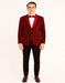 Men's Red Velvet Plaid Blazer with Satin Lapel – Designer Tartan Suit Jacket for Holidays and Events