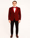 Men's Red Velvet Plaid Blazer with Satin Lapel – Designer Tartan Suit Jacket for Holidays and Events