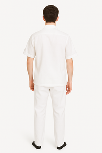 White Mens Walking Suit Men's Short Sleeve Two Piece Two Piece Mens Walking Outfit Pant Sets Suit All White Outfits For Men Short or Long Pants Leisure Casual Suit For Sale