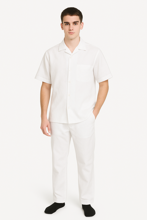 White Mens Walking Suit Men's Short Sleeve Two Piece Two Piece Mens Walking Outfit Pant Sets Suit All White Outfits For Men Short or Long Pants Leisure Casual Suit For Sale