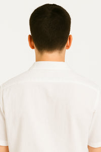 Men's Short Sleeve 100% Linen 2 Piece With Pleated Pant White Shirt  Walking Leisure Suit