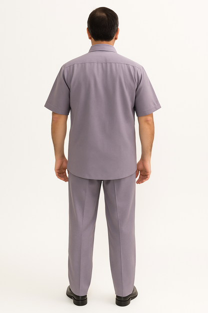Men's Short Sleeve 2 Piece Lavender Casual Casual Two Piece Walking Outfit For Sale Pant Sets Suit - Image 3
