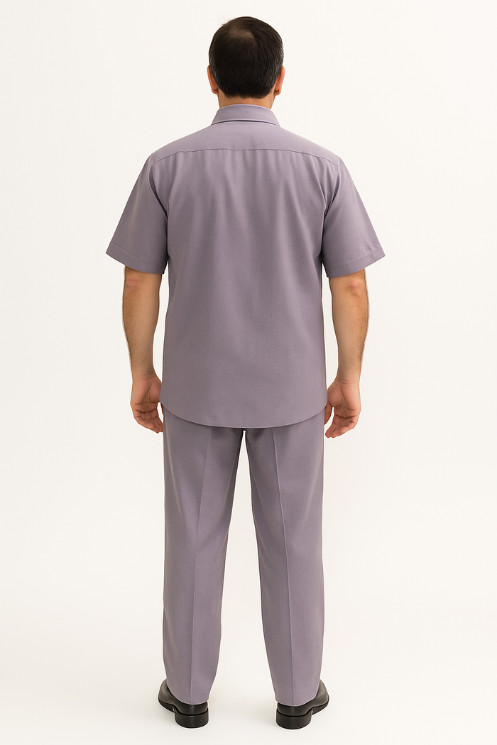 Men's Short Sleeve 2 Piece Lavender Casual Casual Two Piece Walking Outfit For Sale Pant Sets Suit - Image 3