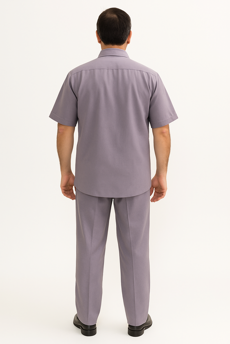 Men's Short Sleeve 2 Piece Lavender Casual Casual Two Piece Walking Outfit For Sale Pant Sets Suit