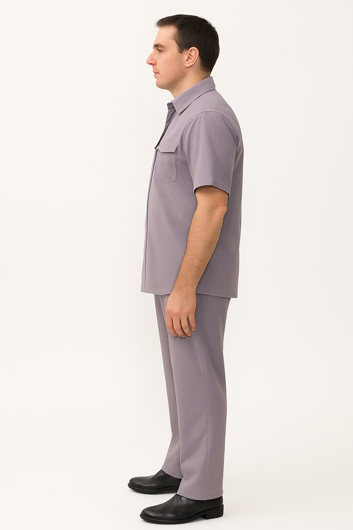 Men's Short Sleeve 2 Piece Lavender Casual Casual Two Piece Walking Outfit For Sale Pant Sets Suit - Image 4