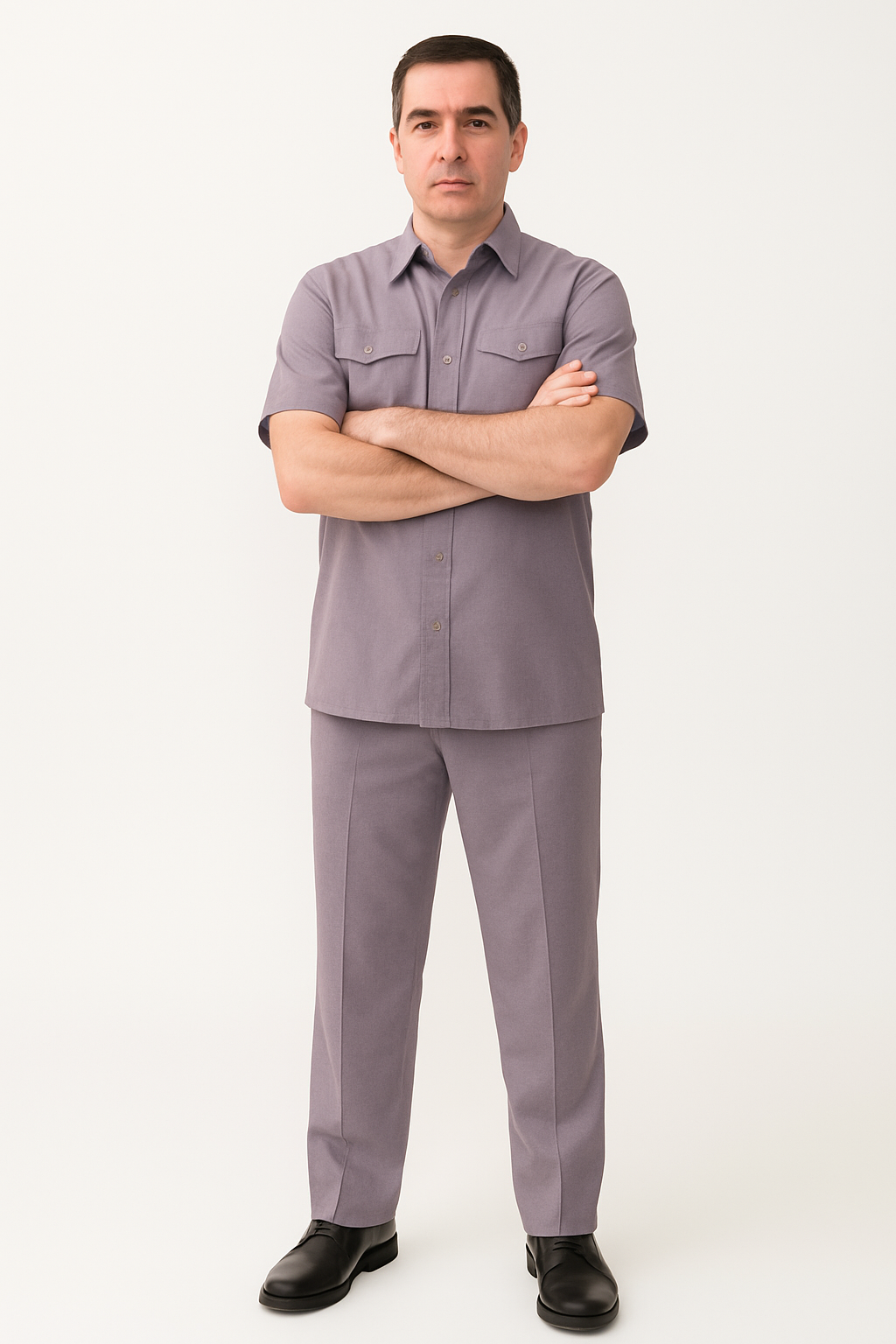 Men's Short Sleeve 2 Piece Lavender Casual Casual Two Piece Walking Outfit For Sale Pant Sets Suit - Image 7
