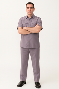 Men's Short Sleeve 2 Piece Lavender Casual Casual Two Piece Walking Outfit For Sale Pant Sets Suit