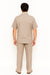 Men's Short Sleeve Khaki Plain Linen Casual Casual Two Piece Mens Walking Outfit For Sale Pant Sets Suit Pleated Pant - Mens Linen Suit