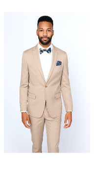 Men's Slim Fit Suit - Fitted Suit - Skinny Suits Men's BeigeRossiman Rossi Suit