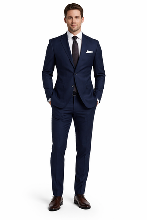 Tiglio Italian Suit - Real Wool Fabric Super 150's Porto Slim Fit Suit & Vest, Pure Wool Suit in Color Navy