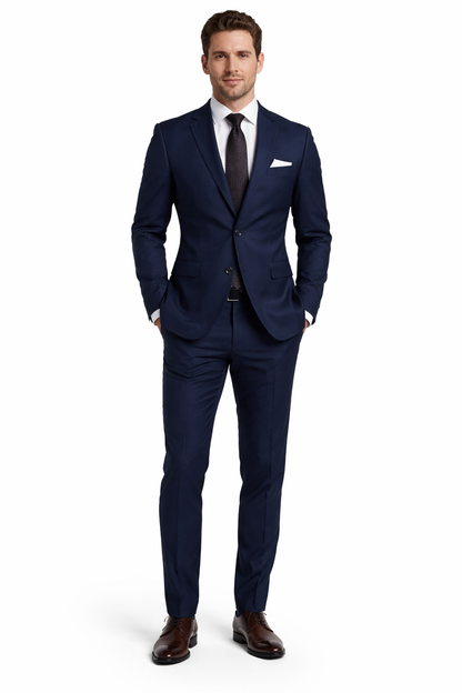 Tiglio Italian Suit - Real Wool Fabric Super 150's Porto Slim Fit Suit & Vest, Pure Wool Suit in Color Navy