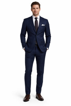 Tiglio Italian Suit - Real Wool Fabric Super 150's Porto Slim Fit Suit & Vest, Pure Wool Suit in Color Navy