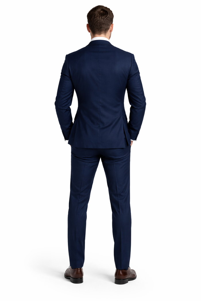 Tiglio Italian Suit - Real Wool Fabric Super 150's Porto Slim Fit Suit & Vest, Pure Wool Suit in Color Navy