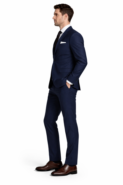 Tiglio Italian Suit - Real Wool Fabric Super 150's Porto Slim Fit Suit & Vest, Pure Wool Suit in Color Navy